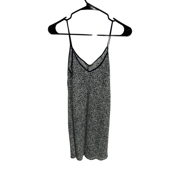 Vintage Natori II Paisley Sleeveless V-Neck Slip Dress Navy White Petite Sleep - Picture 2 of 9